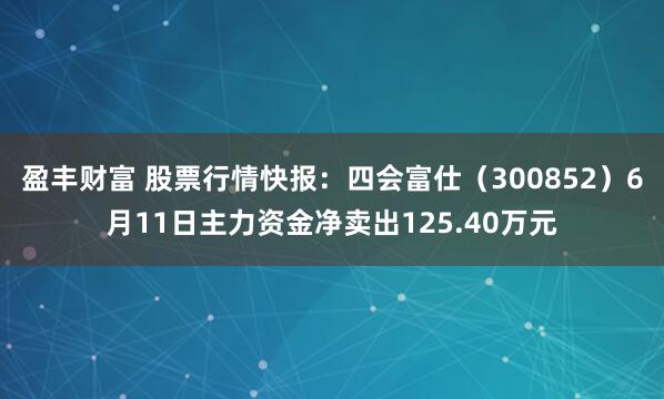 盈丰财富 股票行情快报：四会富仕（300852）6月11日主力资金净卖出125.40万元